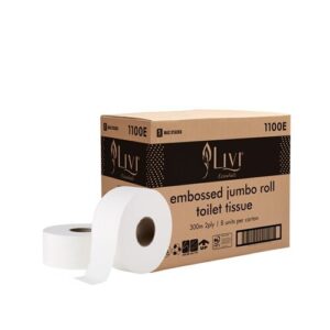 Toilet paper 1 Ply Essential Roll Jumbo White 300m, 8/C