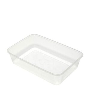 Container 650ml Rect PP Microwavable Takeaway Clear, 50/Slv