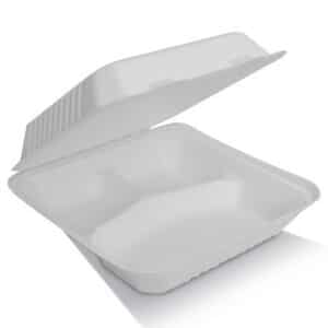 Dinner Box 9" Sugarcane 3-Comp Ex-Large , 200/C