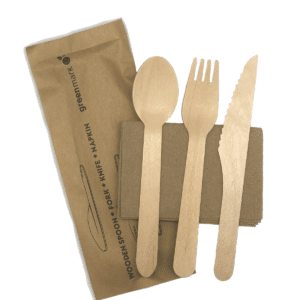 Knife, Fork, Spoon & Amp; Napkin Combo Wooden 6”, 400/C
