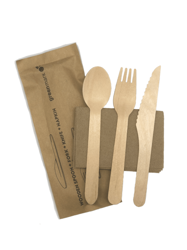 Knife, Fork, Spoon & Amp; Napkin Combo Wooden 6”, 400/C