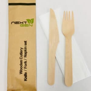 Knife/Fork/Napkin Set Wooden Combo genfac 160mm, 500/C
