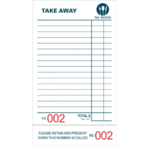 Docket Book Takeaway, 86x150mm, 39 Pad/Box