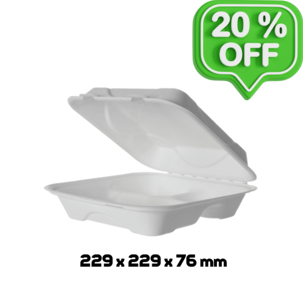 Dinner Box Natural Fibre 3-Compartments White, 250/C - Image 11