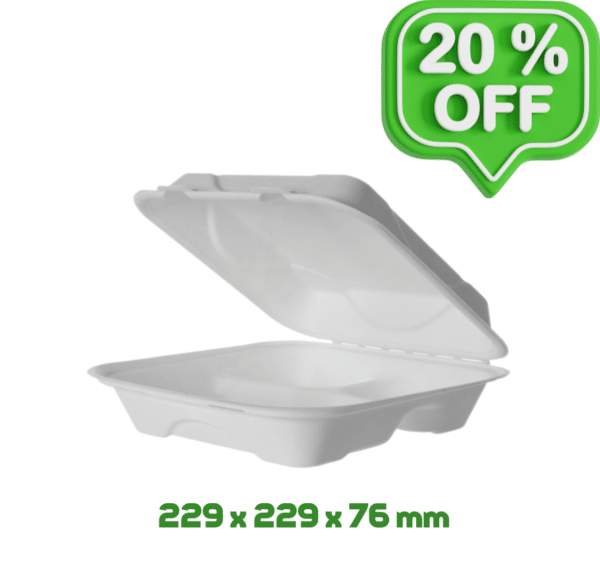 Dinner Box Natural Fibre 3-Compartments White, 250/C - Image 5