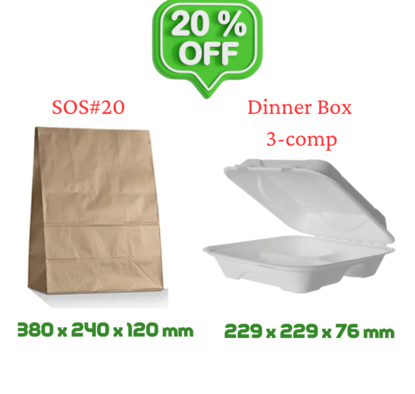 Dinner Box Natural Fibre 3-Compartments White, 250/C - Image 2
