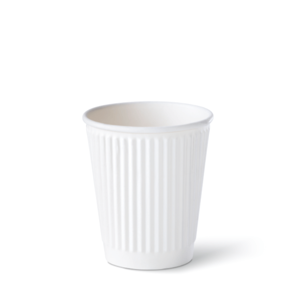 Cup 8oz Hot Ripple Refined White, 40/SLV