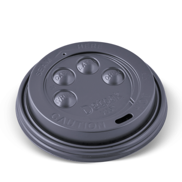 Lid 89mm S/T Button Hot Cup 12/16/20oz Black, 100/Slv