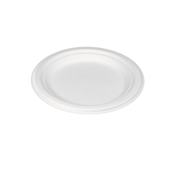 Plate 7" Ecocane Round White, 50/Slv