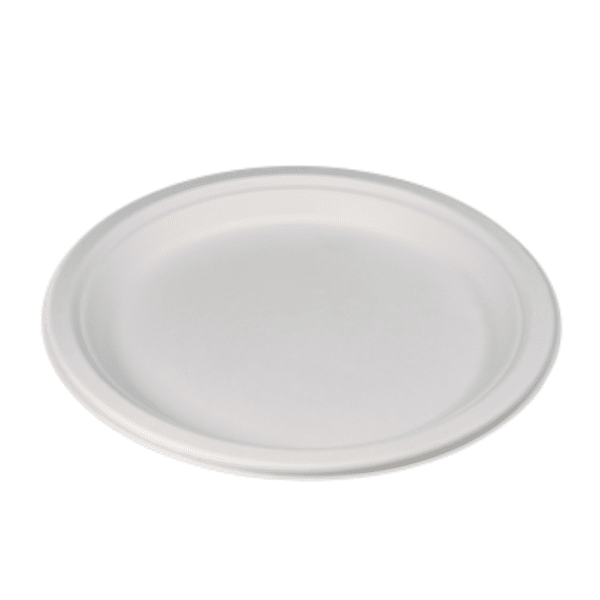 Plate 9" Ecocane Round White, 50/Slv