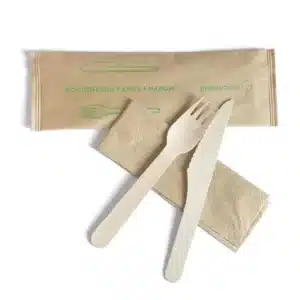 Fork/Knife/Napkin Wooden combo 165mm, 400 /C