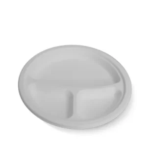Plate 9'' Sugarcane 3 Compartment Round, 500/C