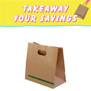 Paper Carry Bag D Cut Handle Takeaway Food 280Hx280W+150G mm, 250/C