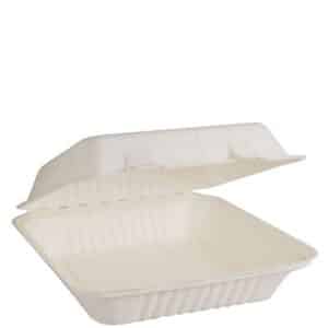 Dinner Box Clamshell Natural Fibre White, 250/C