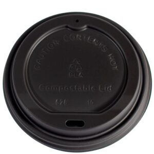 Lid CPLA Compostable For 90mm Coffee Cup Black 92mm, 1000/C